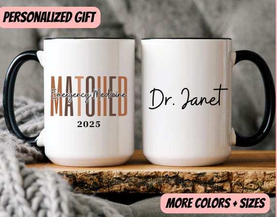 Residency Match Day 2026 Gift Custom Medical Specialty and Name Accent Mug for Future Doctors and Medical Student Graduates