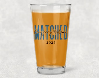 Residency Match Day 2026 Gift Custom Medical Specialty Pint Glass for New Residents and Future Physicians