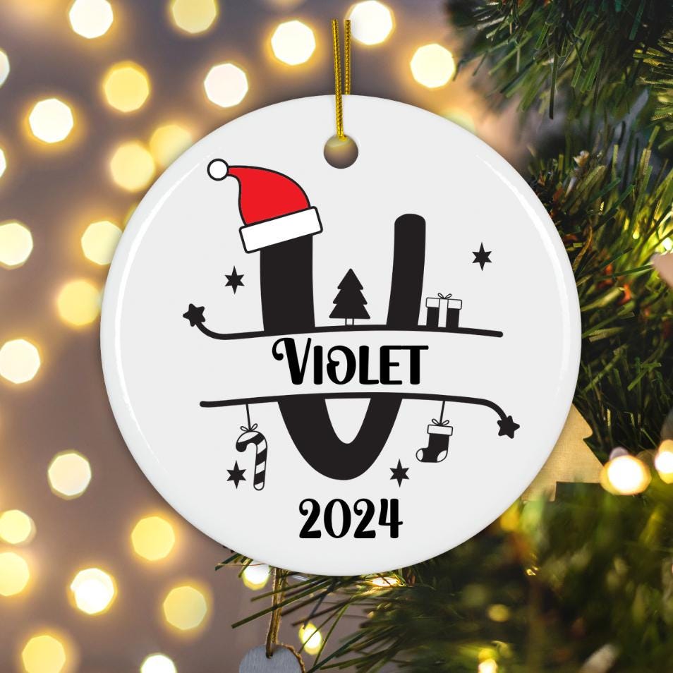 Letter Name Ornament, Custom Initials & Family Name Decoration for Christmas - Personalized Gift, 2024 Family Ornament, Christmas Ornament