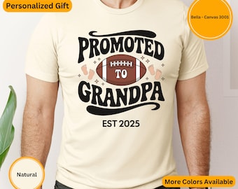 Promoted to Grandpa Shirt Fathers Day 2025 Gift Custom EST T-Shirt Pregnancy Reveal Tee New Grandpa to Be First Time Grandparent Gift