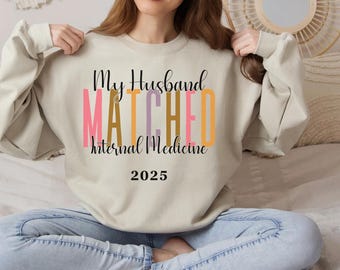 Sweat-shirt le jour du match 2026, cadeau personnalisé pour la résidence du jour du match en famille pour les futurs étudiants en médecine, hommes et femmes médecins, pull ras du cou