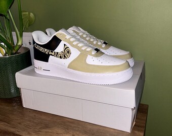 Custom Air Force 1 - Beige & Black Swirl Ticks