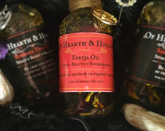 Freyja Oil 60mL • Norse Goddess Ritual Anointing Oil • Love, Beauty, Strength, Devotion, Seidr, Volva Spell Supply