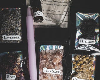 Rose Spell Kit Self-love Ritual Box Rose Petals, Rose Quartz Crystal ...