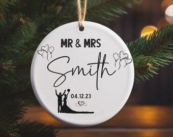 Newlyweds First Christmas Personalised Bauble, Newly Married Christmas Tree Decoration, 1st Christmas Married Keepsake Bauble, Luxury Gift