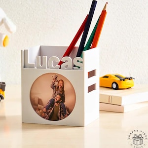 Personalised Photo Pen Holder Storage Organizer Box Back to School 3D Printed Desk Accessories School Supplies Gift for Kids