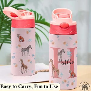 Personalized Kids Water Bottle with Name Custom Animal Toddler Bottle School Water Bottle Back to School Gift Idea for Girl Boy Baby Bottle