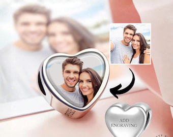 PandoraHearts フォト Personalized Engraved Heart Photo Charm - Customized Bracelet