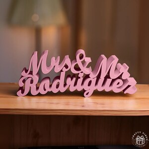 Letrero con nombre 3D personalizado para aniversario, decoración para el hogar, letrero para el hogar, centro de mesa, mesa de comedor, letrero con nombre para la pared, regalo para él y para ella