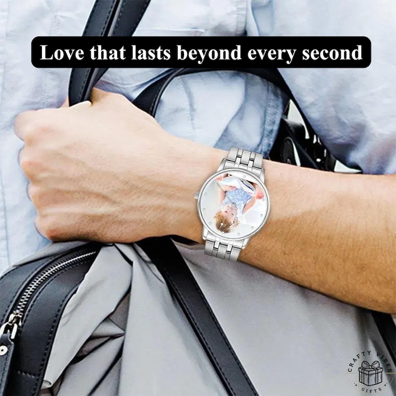Waterproof men’s watch with meaningful photo engraving.
