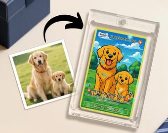 Benutzerdefiniertes Haustier Poke Card Portrait: Personalisierte Anime-Stil Sammelkarte, Edelstahl (4.33x2.87 Inch, einzigartiges Geschenk)