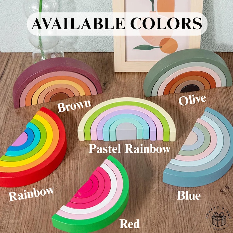 Wooden rainbow nesting blocks puzzle toy creative play gift for children