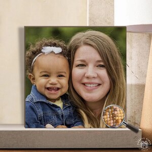 Kit de pintura de diamantes personalizado: Arte fotográfico conmemorativo personalizado, lienzo de colores brillantes / No tóxico, fácil montaje / Tamaños de 20x30 a 60x80 cm
