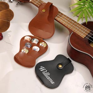 Personalized PU Leather Guitar Pick Case,Custom Name Engraving, Compact Musician Accessory Gift for Him