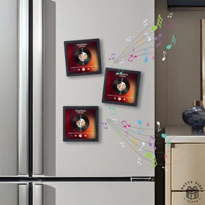 Custom Vinyl Fridge Magnet: Retro Record Style - Personalized Photo, Scannable Song Code, Durable Plastic Keepsake
