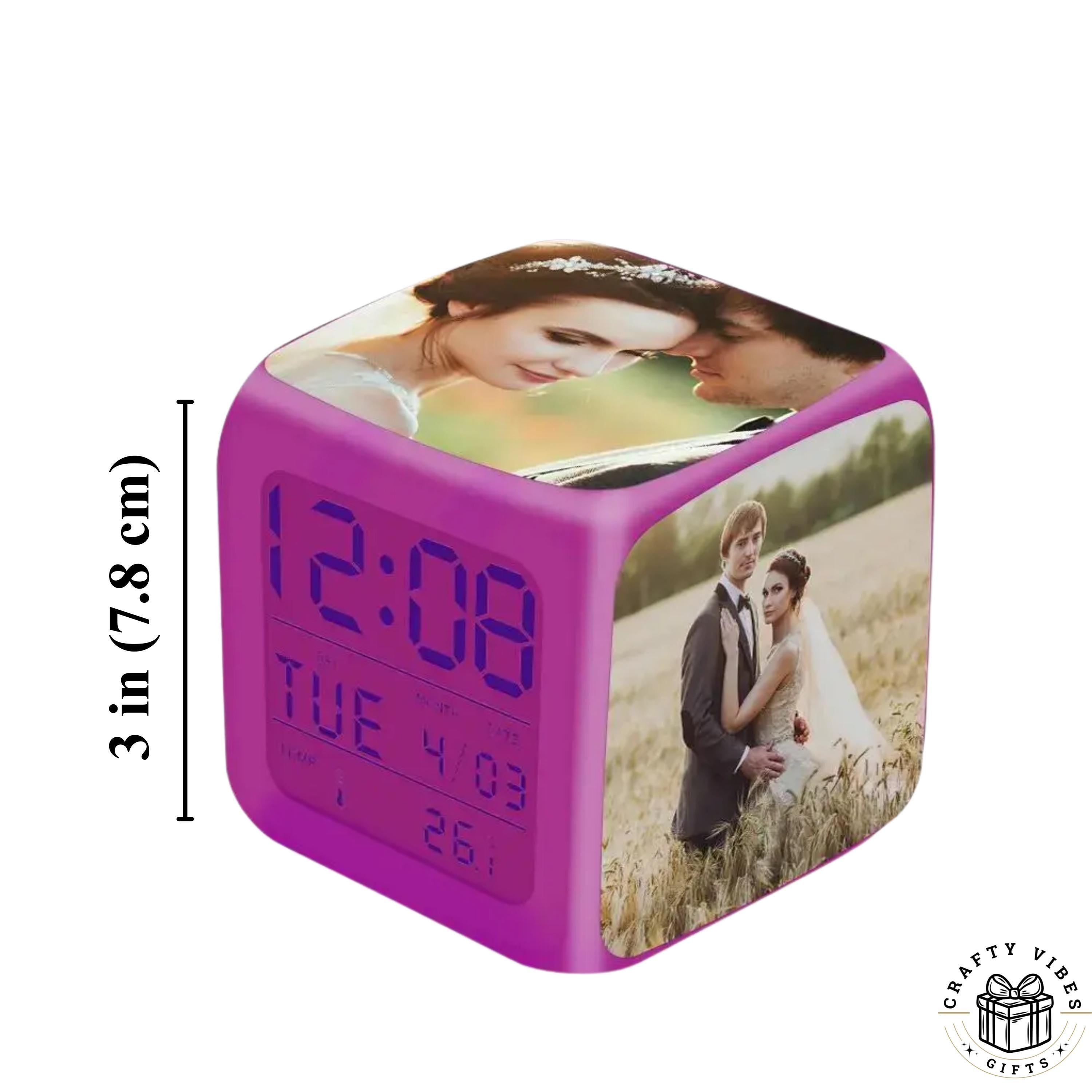 Personalized LED Digital Clock With Custom Photo, Color Changing Night ...