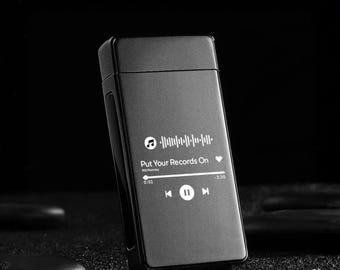 Music Code Lighter Engraved Alloy Finish: Personalized Scannable Song Keepsake, Refillable, Eco Friendly | Custom Gift, Durable Design