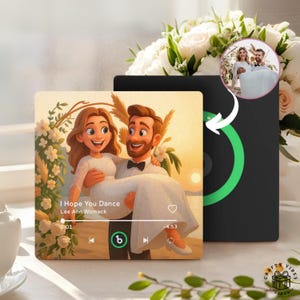 Magnet Fridge Beats Custom Song Magnet: Cartoon Photo Personalization - Acrylic, Rechargeable, Romantic Music Gift for Couples