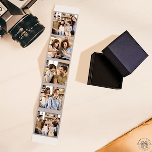 Personalized Photo Box Pull-Out Magnetic Photo Strip Fridge Magnet Mini Photo Album Unique Anniversary Wedding Keepsake Gift for Couples