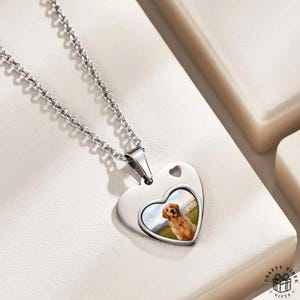 Personalized Heart Necklace Pet Portrait Jewelry Birthday Pet Portrait Accessories Jewelry Pet Face Dog and Cat Necklace Gift for Pet Lover