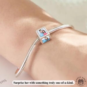 Four-image square copper charm – a timeless memory accessory for special occasions.