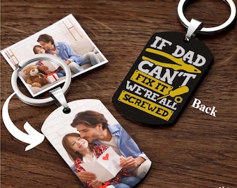 Custom Photo Keyring: Personalized Portrait Anniversary Gift - Aluminum, Photo Engraved Charm, Keepsake for Him