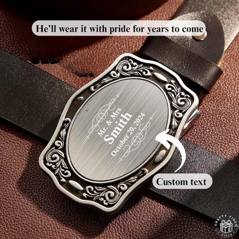 Engraved Belt Buckle Custom Name Design: Western Cowboy Wedding Gift ...