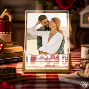 Personalized Couple Photo Collage Acrylic Night Light Bedroom Office Decor Wedding Anniversary for Girlfriend Keepsake Gift for Couple