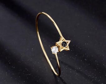 Heart Star Keepsake: gepersonaliseerde armband met fotoprojectie, koperen geheugensieraden | Hanger met verborgen afbeelding, gepersonaliseerd cadeau | 6,8 cm