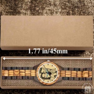 Personalized wooden wristwatch with engraved back and custom image face, elegant handmade design with eco-friendly wood and smooth finish
