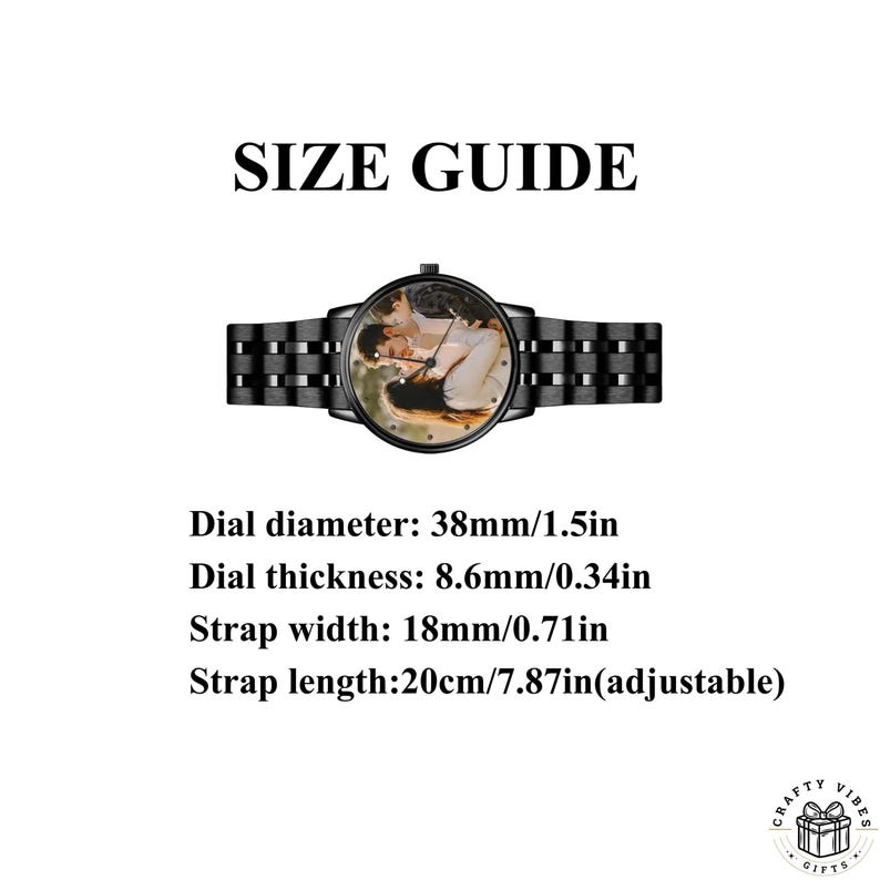 Timeless keepsake watch with personal photo engraving for him.