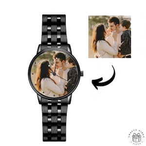 Stylish men’s watch with custom photo and waterproof design.