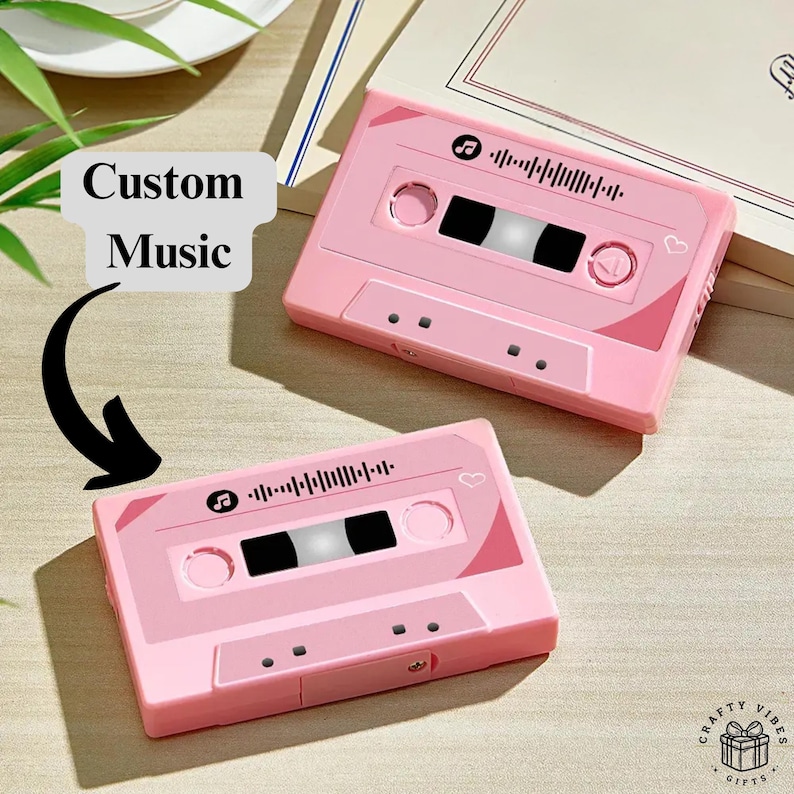 Personalized Vintage Cassette Tape Player Custom Song Record Unique Music Photo Plaque Gift for Couples Friends Anniversary Birthday Present