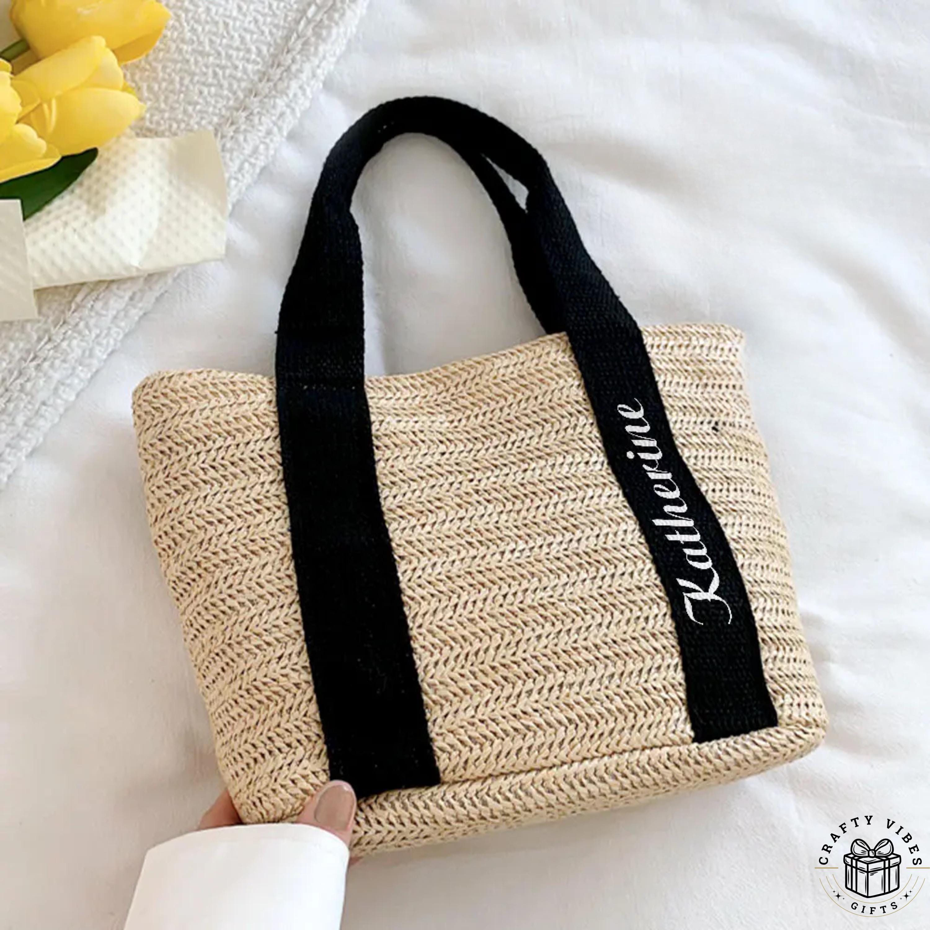 Borsa di paglia personalizzata, borsa da spiaggia per compleanno