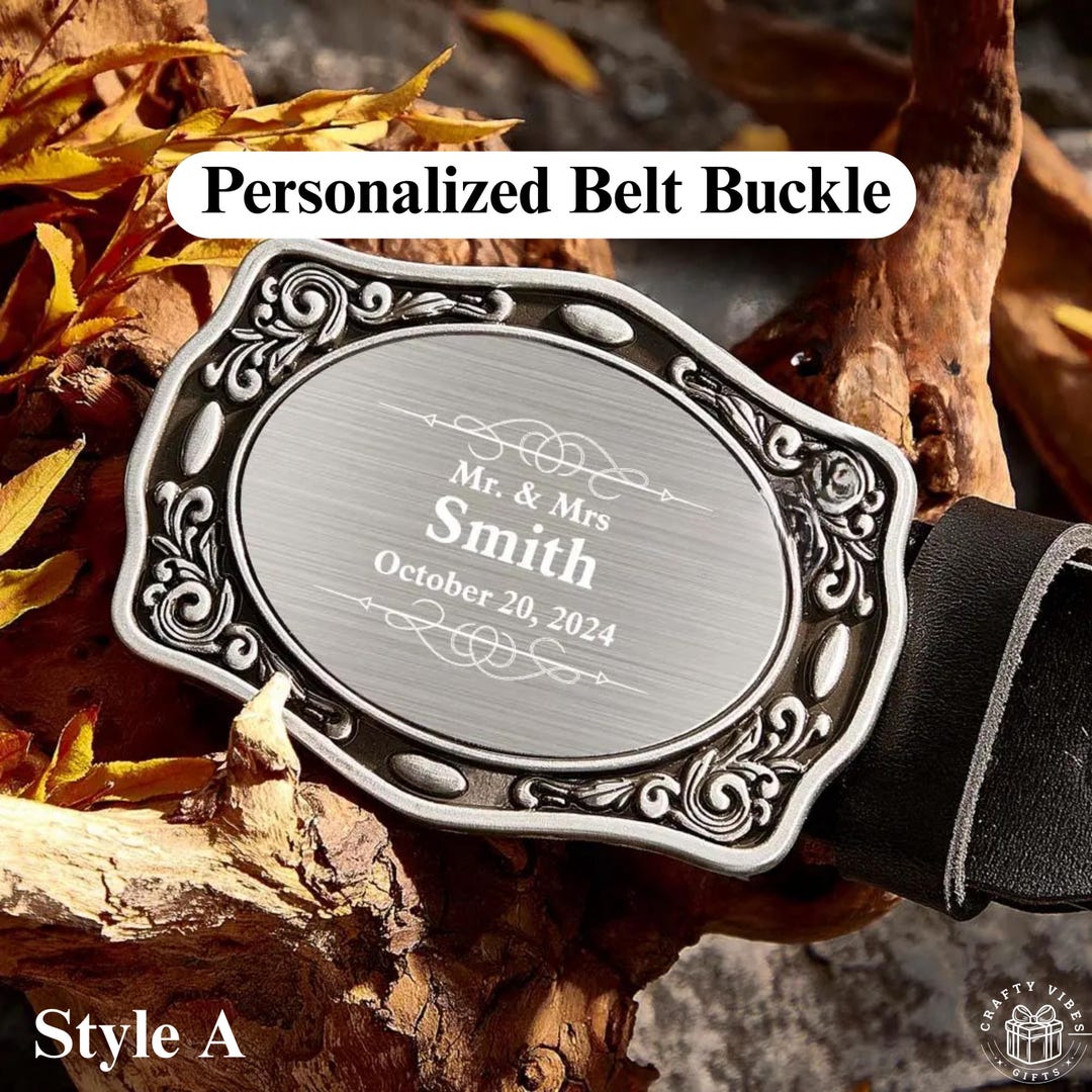 Engraved Belt Buckle Custom Name Design: Western Cowboy Wedding Gift ...
