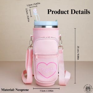 Custom Water Bottle Pouch Personalized Hiking Tumbler Sleeve Strap Insulated Drink Holder Outdoor Camping Travel Birthday Gift for Friend