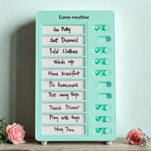 Habit Tracker Taakbord Organizer voor kinderen, gepersonaliseerde naam, schuifknoppen (20 x 12 cm, plastic, hulpmiddel bij het stellen van doelen)