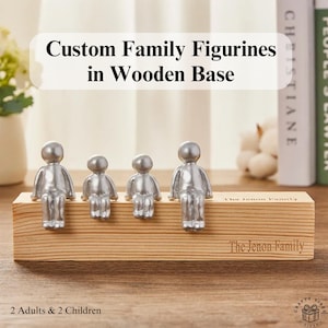 Aangepast beeldje Familiedecor met houten basis Familiecadeau Woondecoraties Jubileum Verjaardag Gepersonaliseerde familienaamcadeaus voor mama en papa