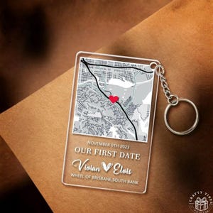 Acrylic Map Keychain Personalized Keepsake: Custom Coordinates, Wedding and Housewarming Gift (Lightweight Acrylic, Metal Ring)
