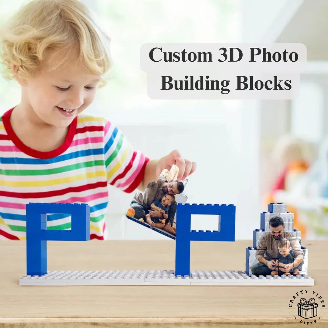 Custom 3D Dad Photo Building Blocks Personalized Brick Puzzle Birthday ...