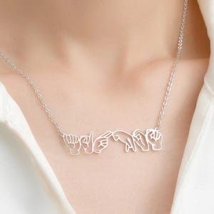 Colgante personalizado para personas sordas: Collar personalizado en lengua de señas americana (ASL), acero inoxidable, cadena de 50 cm (20") / Regalo único para celebrar el orgullo sordo, apoyo significativo.