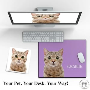 Custom Pet Photo Mousepad Personalized Pet Memorial with Name Office Desk Decor Gift for Dog Cat Lover Pet Owner Unique Gift for Him Her