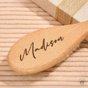 Individuelles Baby-Geschenkset, personalisierte Holzbürste – Glatter Kamm | Weiche Nylonborsten für die Kopfhautpflege von Babys