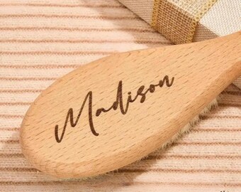 Personalized Baby Brush Soft Nylon Bristles: Custom Engraved Infant Grooming Set | Wooden Comb, Gentle Scalp Care | Travel Friendly