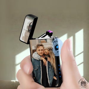 Foto Feuerzeuge Rauch Kundenspezifisches Geschenk, personalisiertes graviertes Design (USB wiederaufladbar, Legierungskörper, Geschenkbox-Andenken)