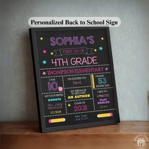 Letrero personalizado de regreso a clases para niños, accesorio fotográfico personalizado para el primer día, estilo pizarra, regalo para niños en edad preescolar, jardín de infantes.