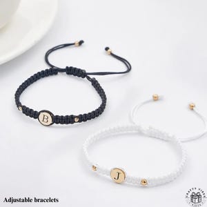 Personalized Couple Bracelets Engraving Letter Braided Rope Wrist Bracelets Wedding Anniversary Keepsake Matching Bracelets Gift for Couples