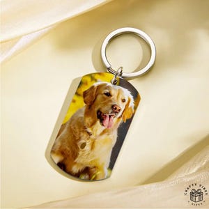 Custom Engraved Keyring Dog Photo Gift Pet Loss Jewelry Keepsake Photo Keychain Memorial Pet Remembrance Keychain Gift for Him and Her Charm