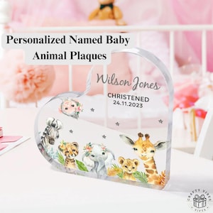Targa da parete con nome personalizzato per bambini, decorazione per cameretta dei bambini, stile safari nella giungla, regalo per baby shower per neonati e bambini piccoli.