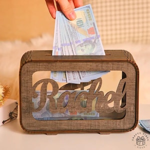 Personalized Wooden Money Box Custom Name Piggy Bank Birthday Gift for Kids Boys Girls Savings Box Nursery Decor Keepsake Gift for Children